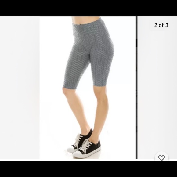 Grey Textured Butt Enhancing Bike Short New yoga - Picture 2 of 4